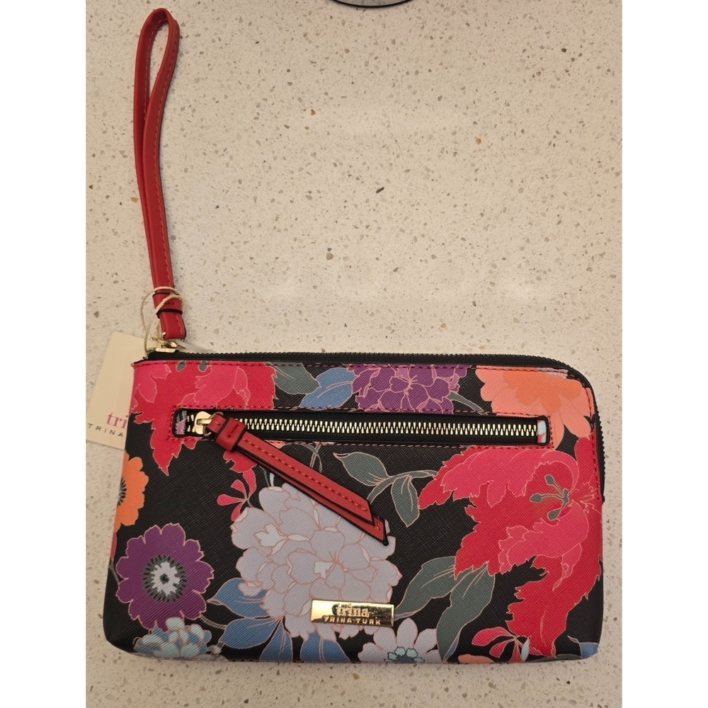 Trina Turk Floral Wristlet Wallet Purse Designer Wristlet NWT